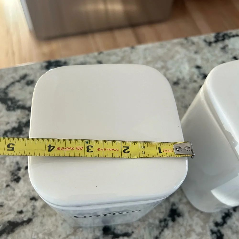 Crate&Barrel White Coffee and Tea Canisters